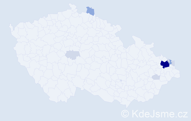 Příjmení: 'Gelačáková', počet výskytů 27 v celé ČR