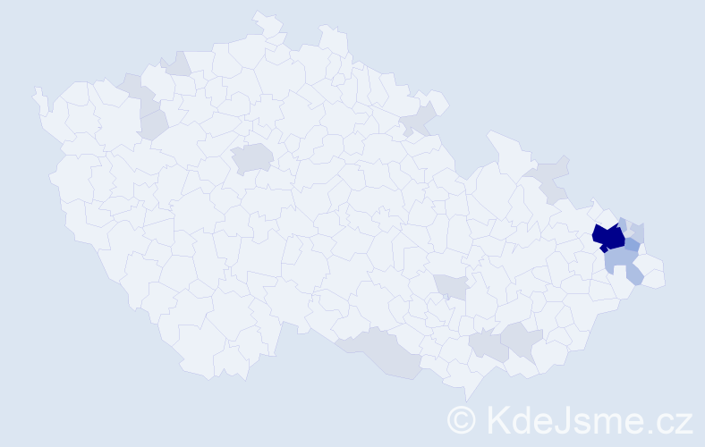 Příjmení: 'Bastová', počet výskytů 45 v celé ČR