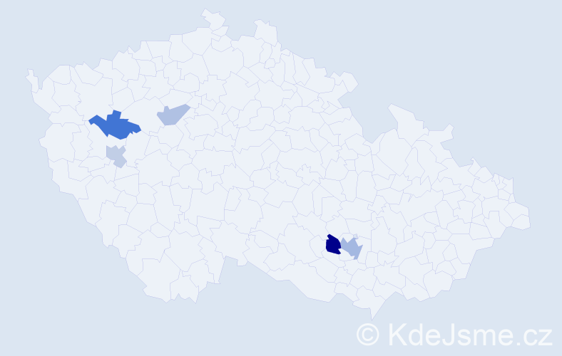 Příjmení: 'Lelko', počet výskytů 8 v celé ČR
