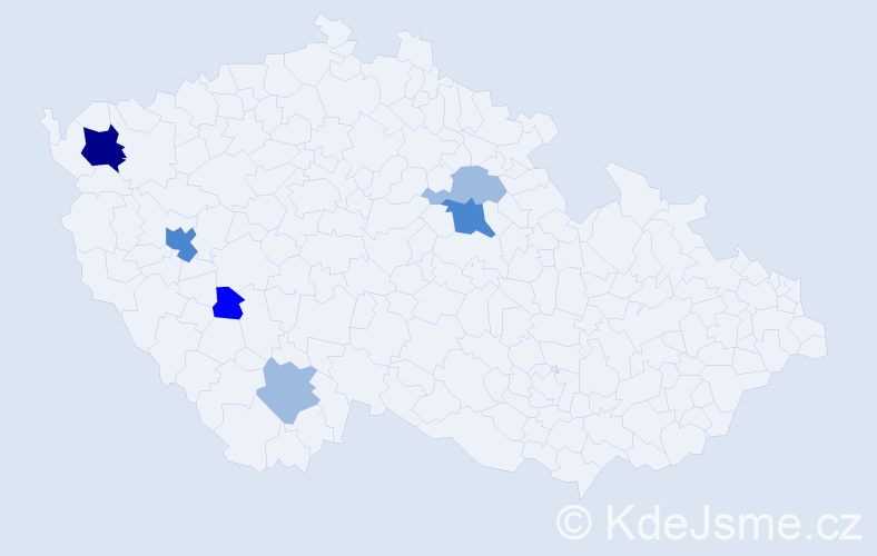 Příjmení: 'Čad', počet výskytů 13 v celé ČR