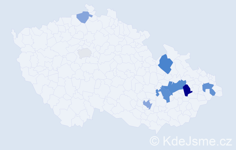 Příjmení: 'Frainšic', počet výskytů 16 v celé ČR