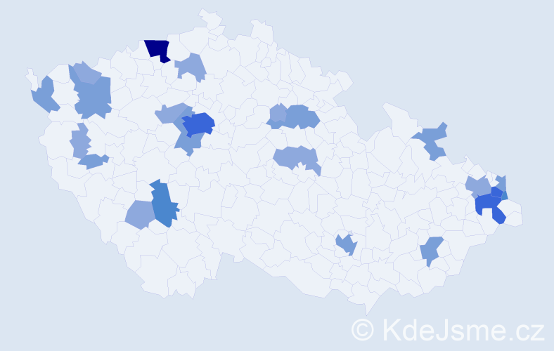 Příjmení: 'Lovás', počet výskytů 51 v celé ČR