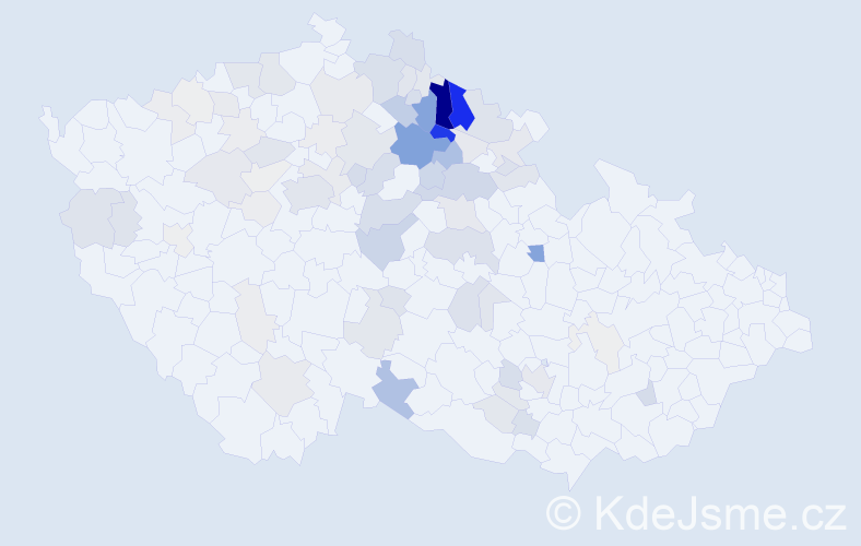 Příjmení: 'Jebavý', počet výskytů 288 v celé ČR