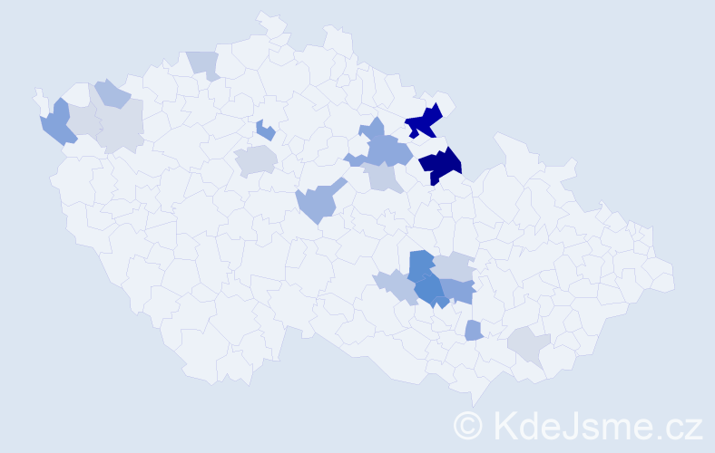 Příjmení: 'Dusbaba', počet výskytů 66 v celé ČR