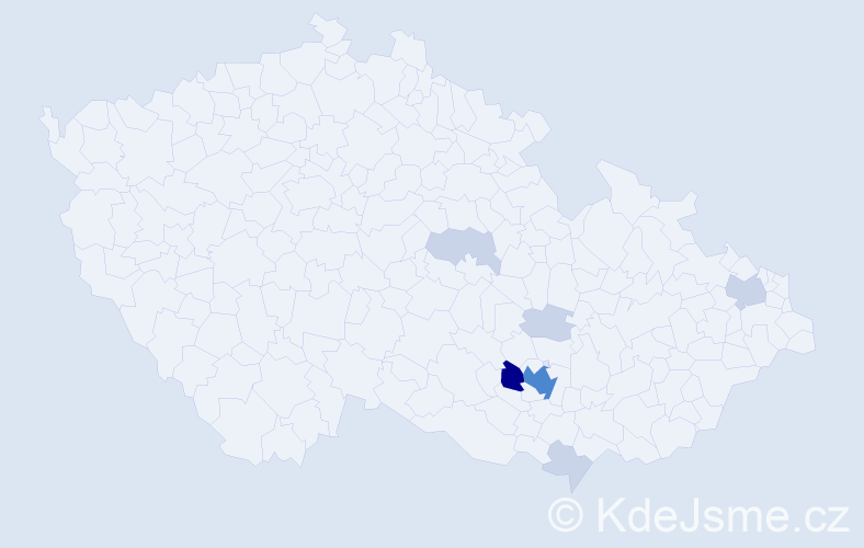 Příjmení: 'Vězdová', počet výskytů 23 v celé ČR
