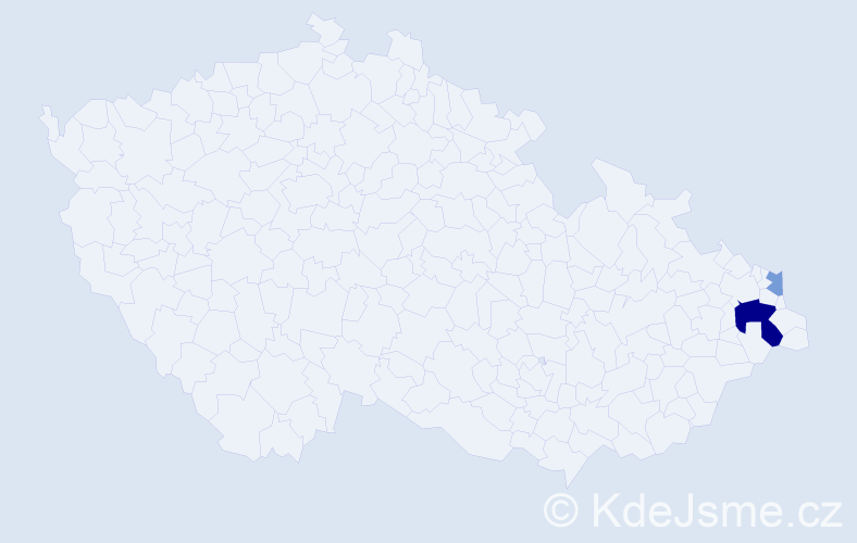 Příjmení: 'Krajčiková', počet výskytů 5 v celé ČR
