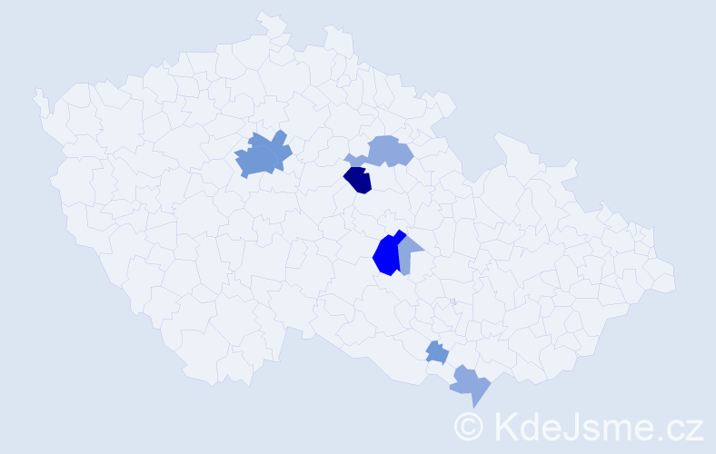 Příjmení: 'Pitka', počet výskytů 19 v celé ČR