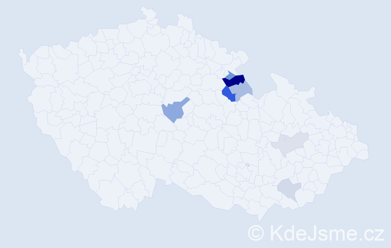 Příjmení: 'Toucová', počet výskytů 13 v celé ČR
