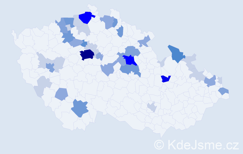 Příjmení: 'Frenclová', počet výskytů 121 v celé ČR