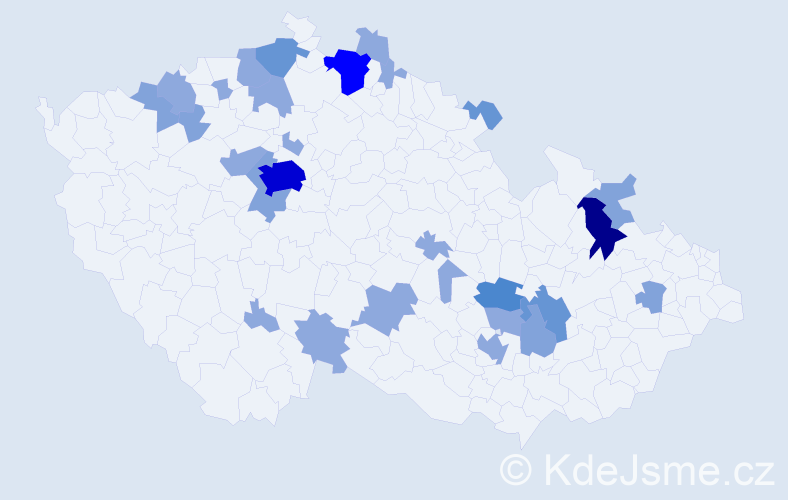 Příjmení: 'Kopinec', počet výskytů 61 v celé ČR