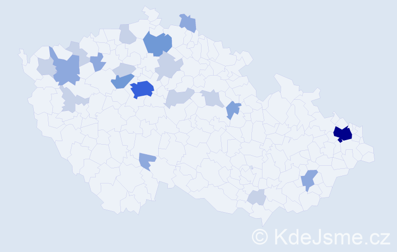 Příjmení: 'Hribová', počet výskytů 49 v celé ČR