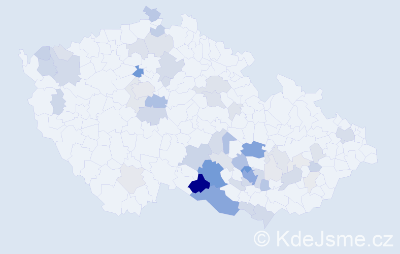 Příjmení: 'Kosmáková', počet výskytů 210 v celé ČR