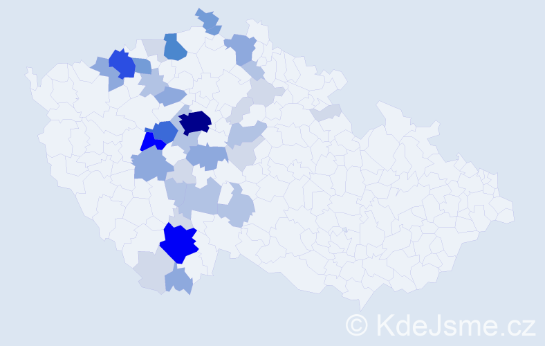 Příjmení: 'Mrkáčková', počet výskytů 123 v celé ČR