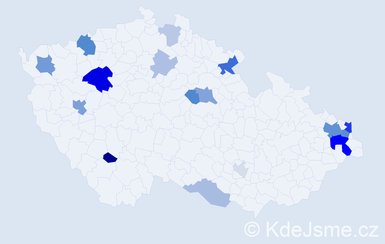 Příjmení: 'Bogdánová', počet výskytů 43 v celé ČR