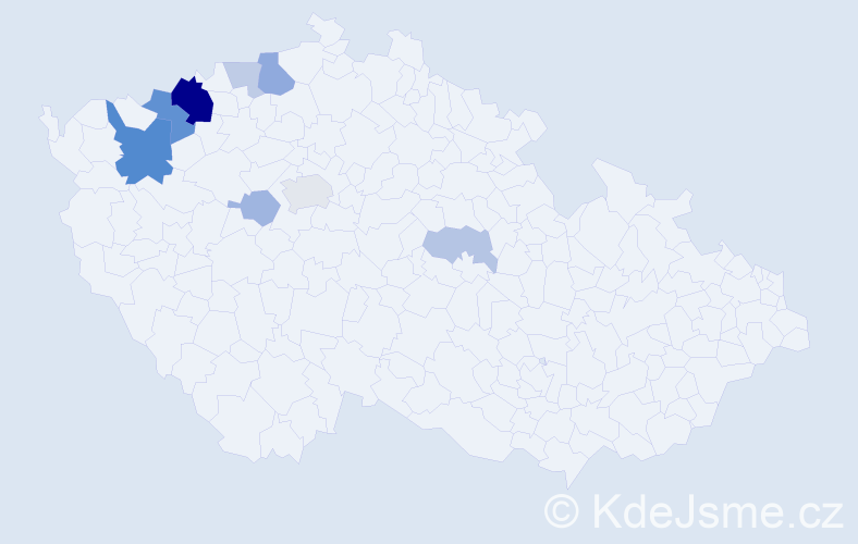 Příjmení: 'Mňahončák', počet výskytů 21 v celé ČR