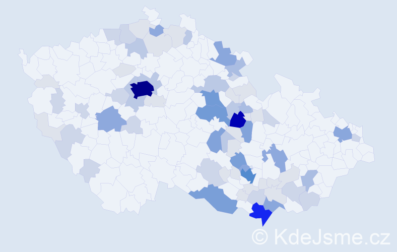 Příjmení: 'Pulkrábková', počet výskytů 258 v celé ČR
