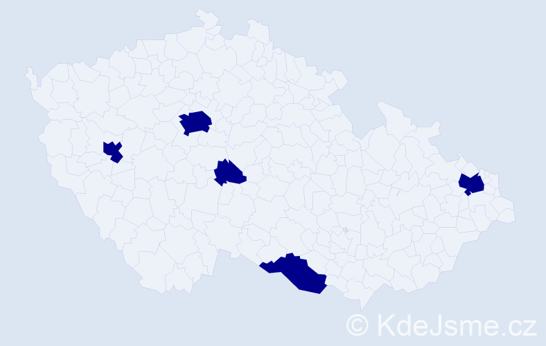 Příjmení: 'Cholakov', počet výskytů 5 v celé ČR