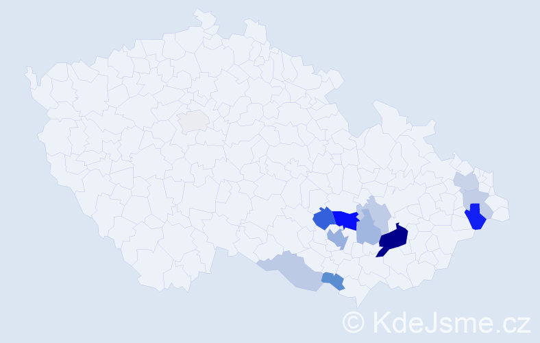 Příjmení: 'Vdolečková', počet výskytů 30 v celé ČR