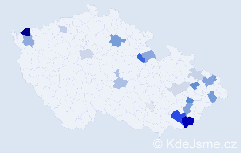 Příjmení: 'Botlíková', počet výskytů 51 v celé ČR