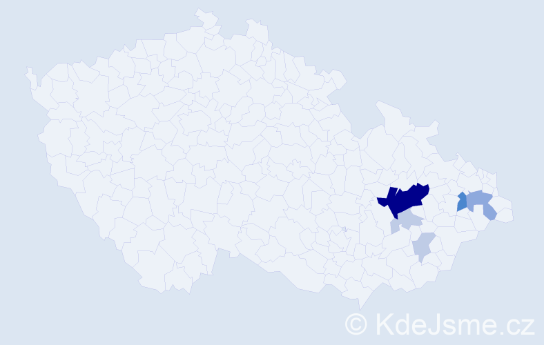Příjmení: 'Darnadyová', počet výskytů 19 v celé ČR