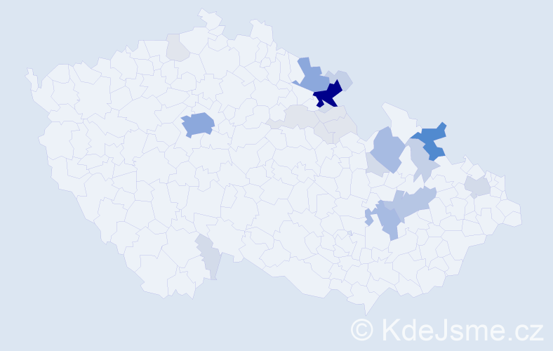 Příjmení: 'Lantová', počet výskytů 97 v celé ČR