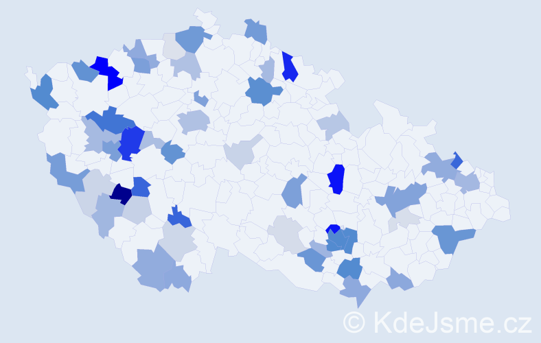 Příjmení: 'Kilian', počet výskytů 206 v celé ČR