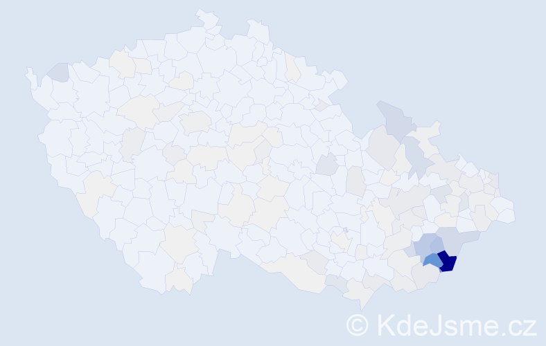 Příjmení: 'Machů', počet výskytů 1039 v celé ČR