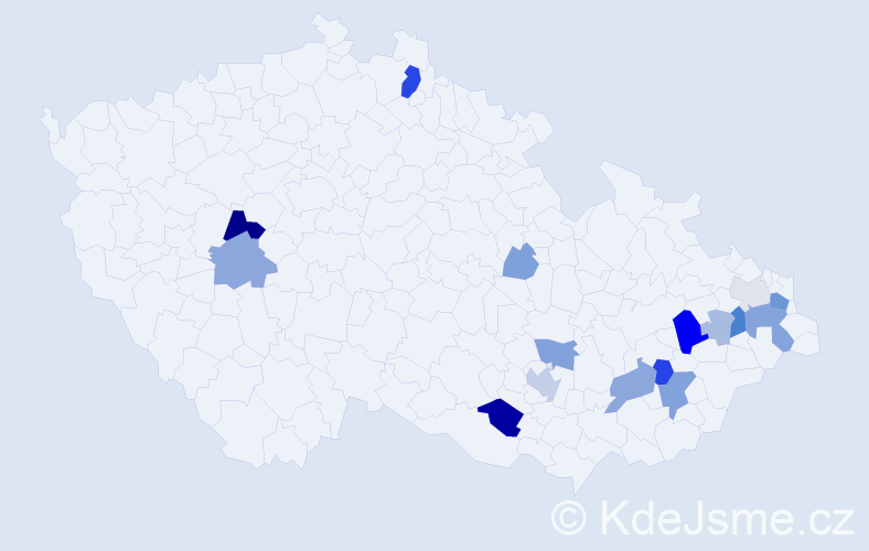 Příjmení: 'Alex', počet výskytů 43 v celé ČR