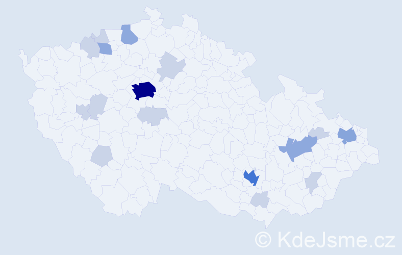 Příjmení: 'Kolev', počet výskytů 39 v celé ČR