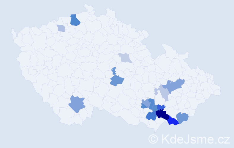 Příjmení: 'Trbola', počet výskytů 40 v celé ČR