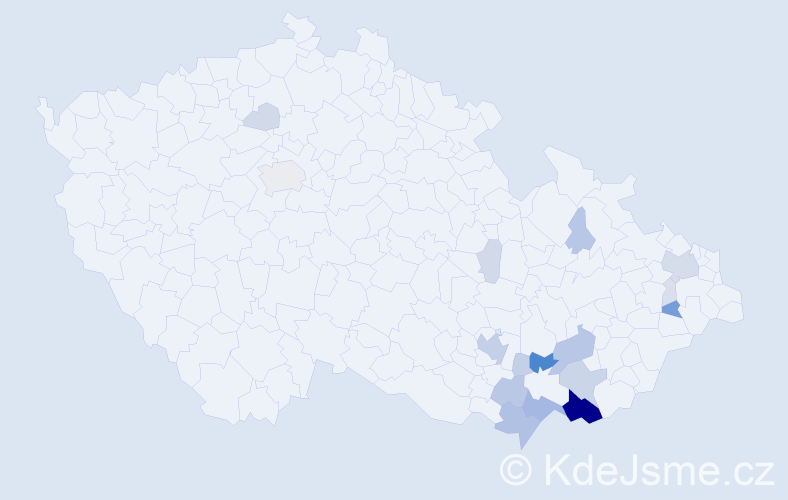 Příjmení: 'Pavliňák', počet výskytů 72 v celé ČR