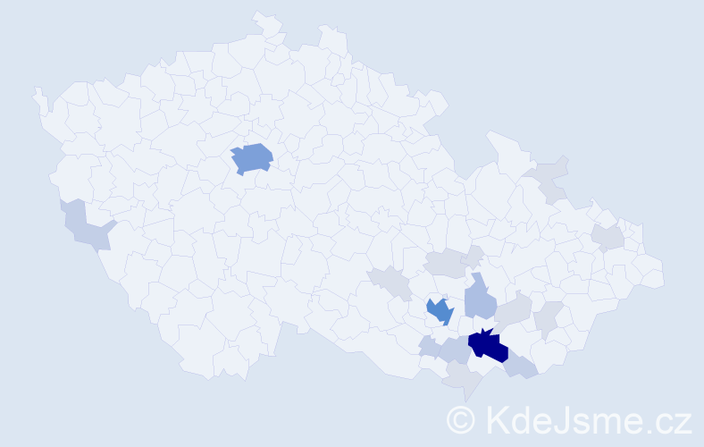 Příjmení: 'Trumpešová', počet výskytů 57 v celé ČR