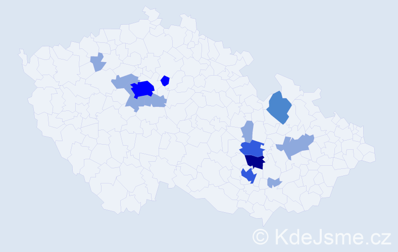Příjmení: 'Koháčková', počet výskytů 28 v celé ČR