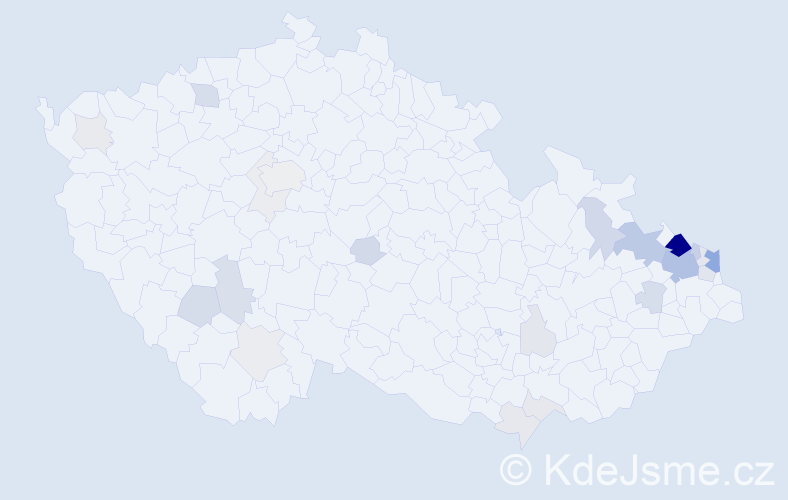 Příjmení: 'Rončková', počet výskytů 97 v celé ČR