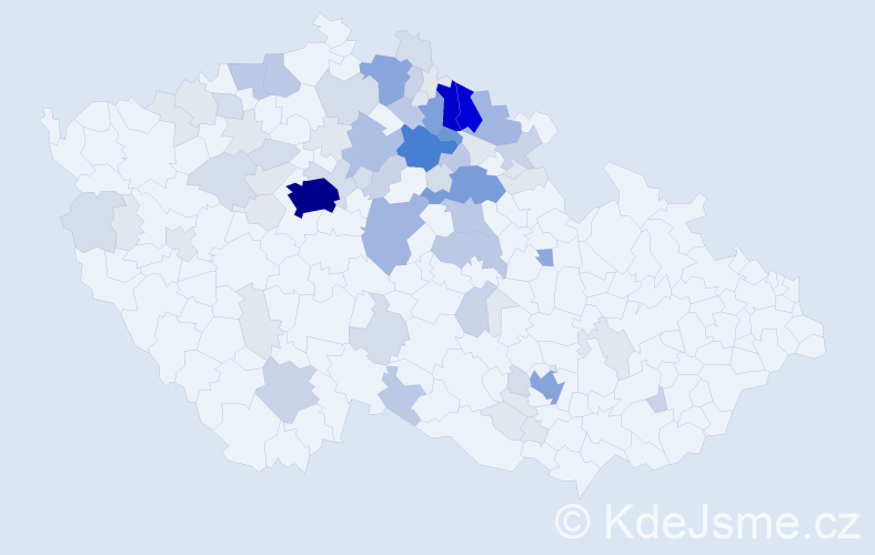 Příjmení: 'Jebavý', počet výskytů 289 v celé ČR