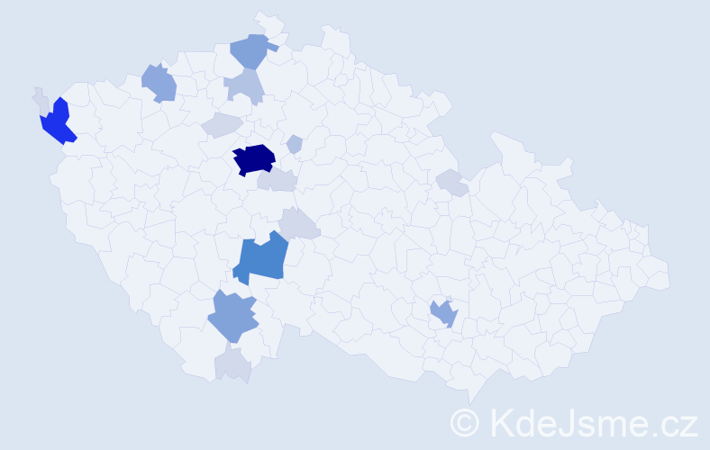 Příjmení: 'Valeška', počet výskytů 59 v celé ČR