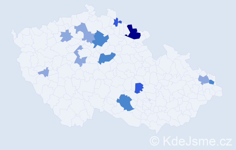 Příjmení: 'Csicso', počet výskytů 25 v celé ČR