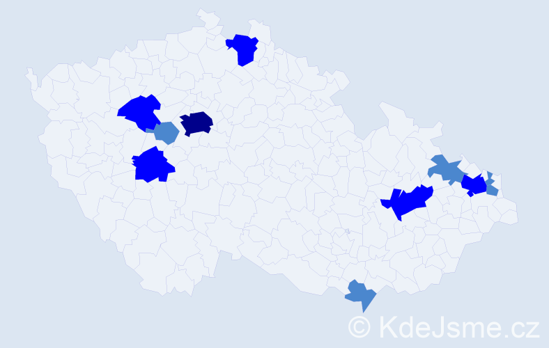 Příjmení: 'Bachleda', počet výskytů 18 v celé ČR