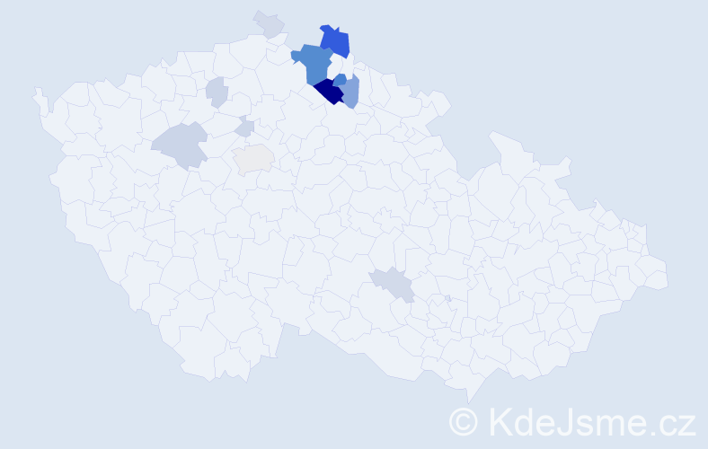 Příjmení: 'Kněbort', počet výskytů 60 v celé ČR