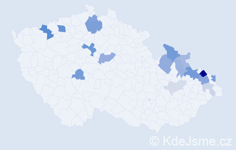 Příjmení: 'Piatková', počet výskytů 46 v celé ČR