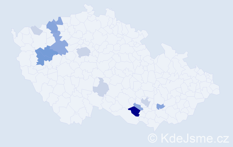 Příjmení: 'Preisingerová', počet výskytů 39 v celé ČR