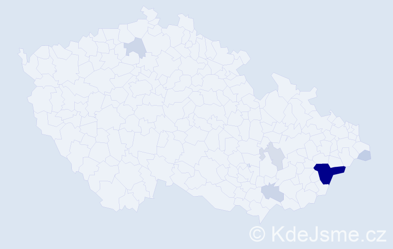 Příjmení: 'Tlašek', počet výskytů 37 v celé ČR
