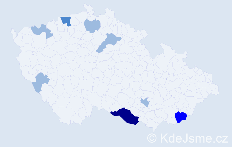 Příjmení: 'Pirová', počet výskytů 16 v celé ČR