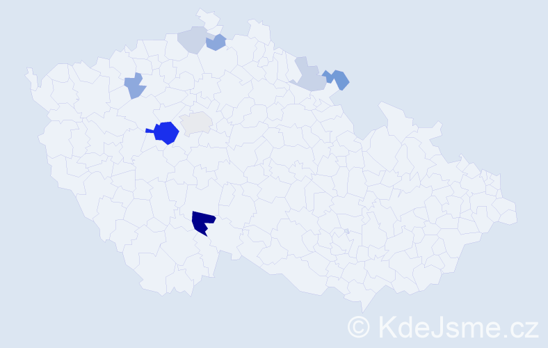 Příjmení: 'Vohnoutková', počet výskytů 18 v celé ČR