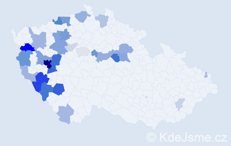 Příjmení: 'Kepl', počet výskytů 80 v celé ČR