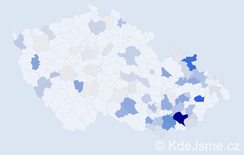 Příjmení: 'Kutálková', počet výskytů 301 v celé ČR