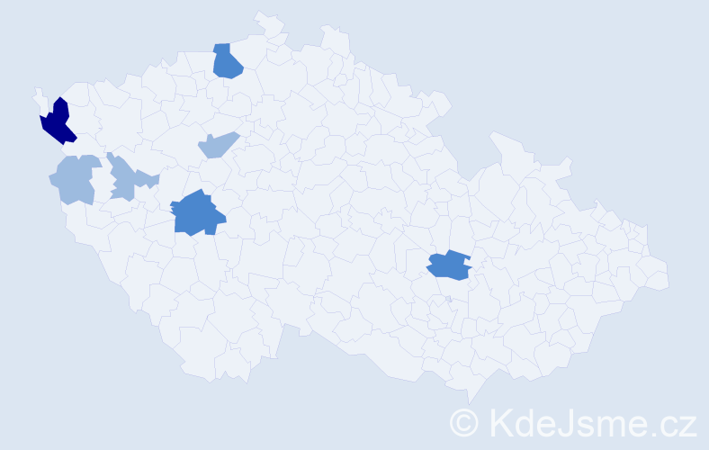 Příjmení: 'Kraislová', počet výskytů 13 v celé ČR