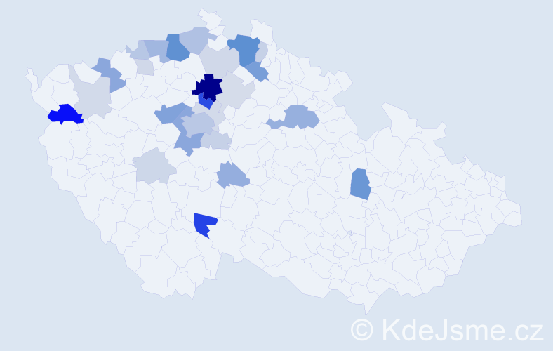 Příjmení: 'Vegner', počet výskytů 87 v celé ČR