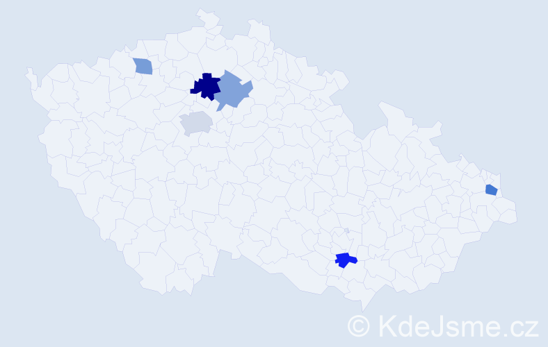 Příjmení: 'Miřacká', počet výskytů 9 v celé ČR