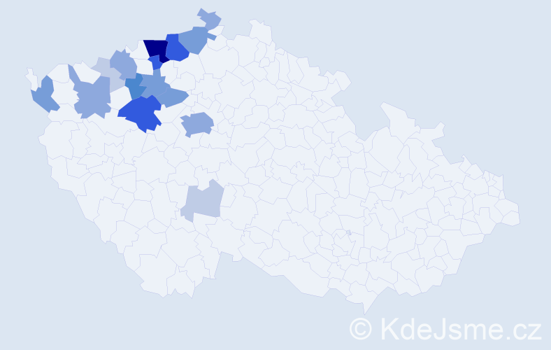 Příjmení: 'Čečrle', počet výskytů 55 v celé ČR